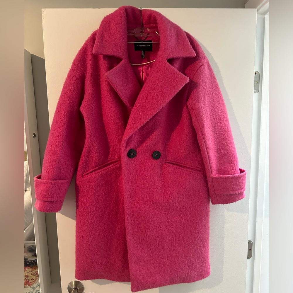 Pink Bouclé pea coat